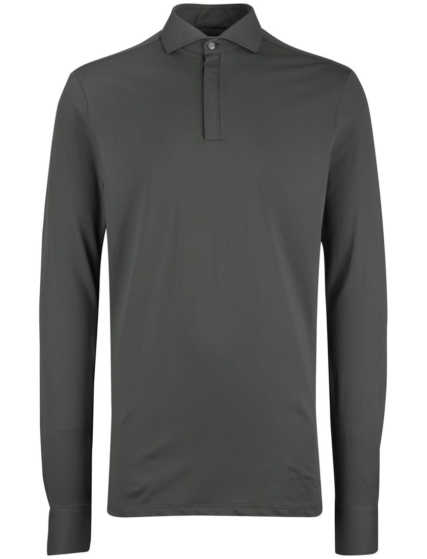 Poloshirt John Miller Slim fit groen mouwlengte 7 rits