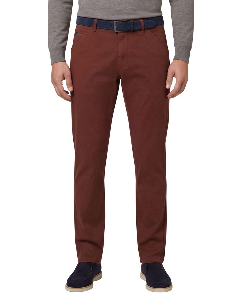 Meyer flatfront broek bruin normale fit