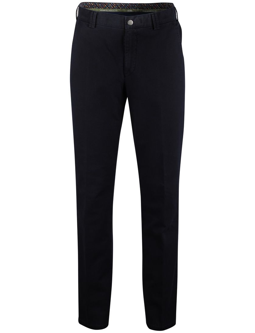 Meyer 5-pocket broek navy effen katoen