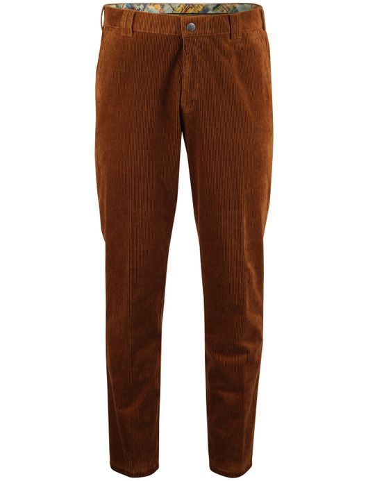 Katoenen corduroy chino Meyer Rio bruin