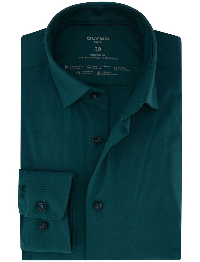 Olymp overhemd effen groen katoen normale fit