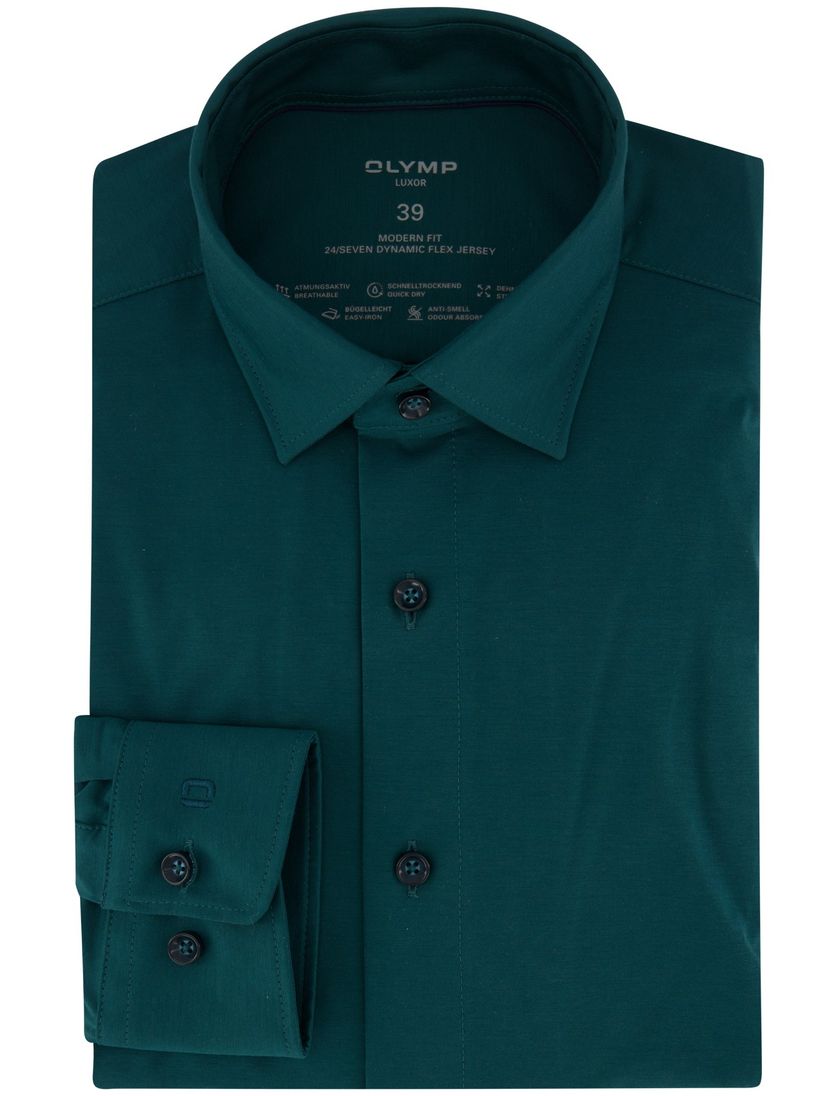 Olymp overhemd effen groen katoen normale fit