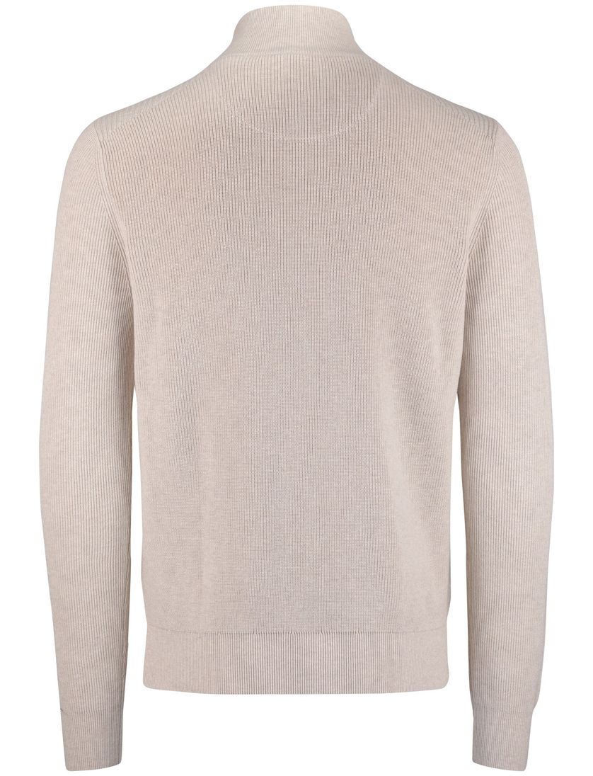 State of art beige trui effen half zip wijde fit