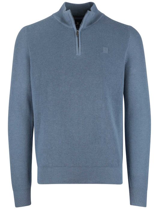 State of Art half zip trui blauw katoen