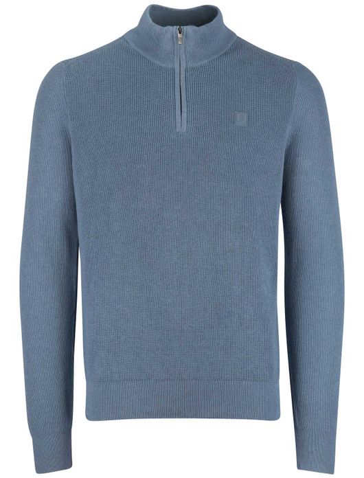 State of Art half zip trui blauw katoen