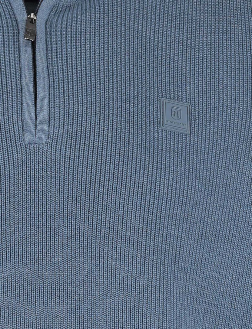 State of Art half zip trui blauw gemêleerd