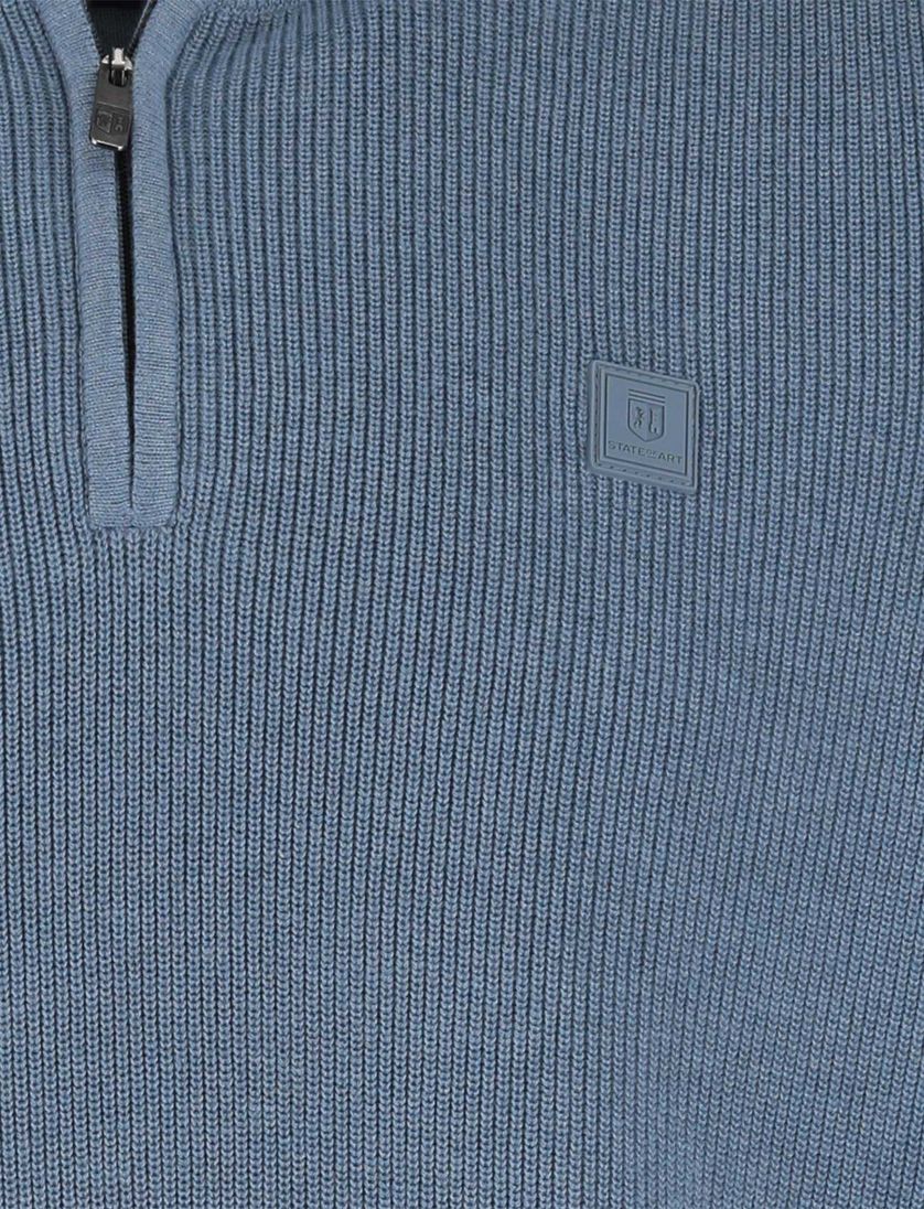 State of Art half zip trui blauw gemêleerd
