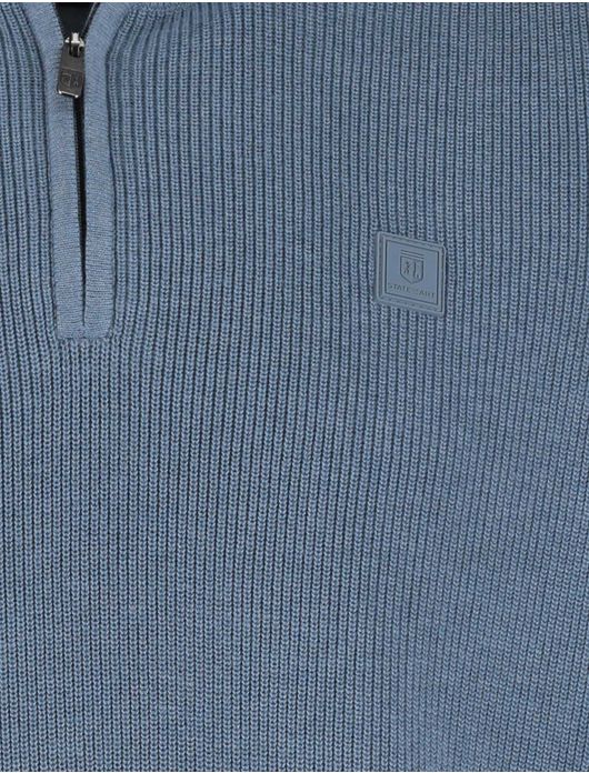 State of Art half zip trui blauw katoen