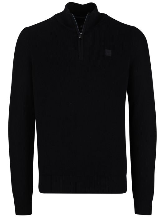 State of Art half zip trui donkerblauw katoen