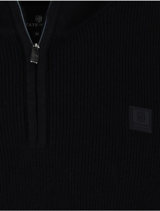 State of Art half zip trui donkerblauw katoen