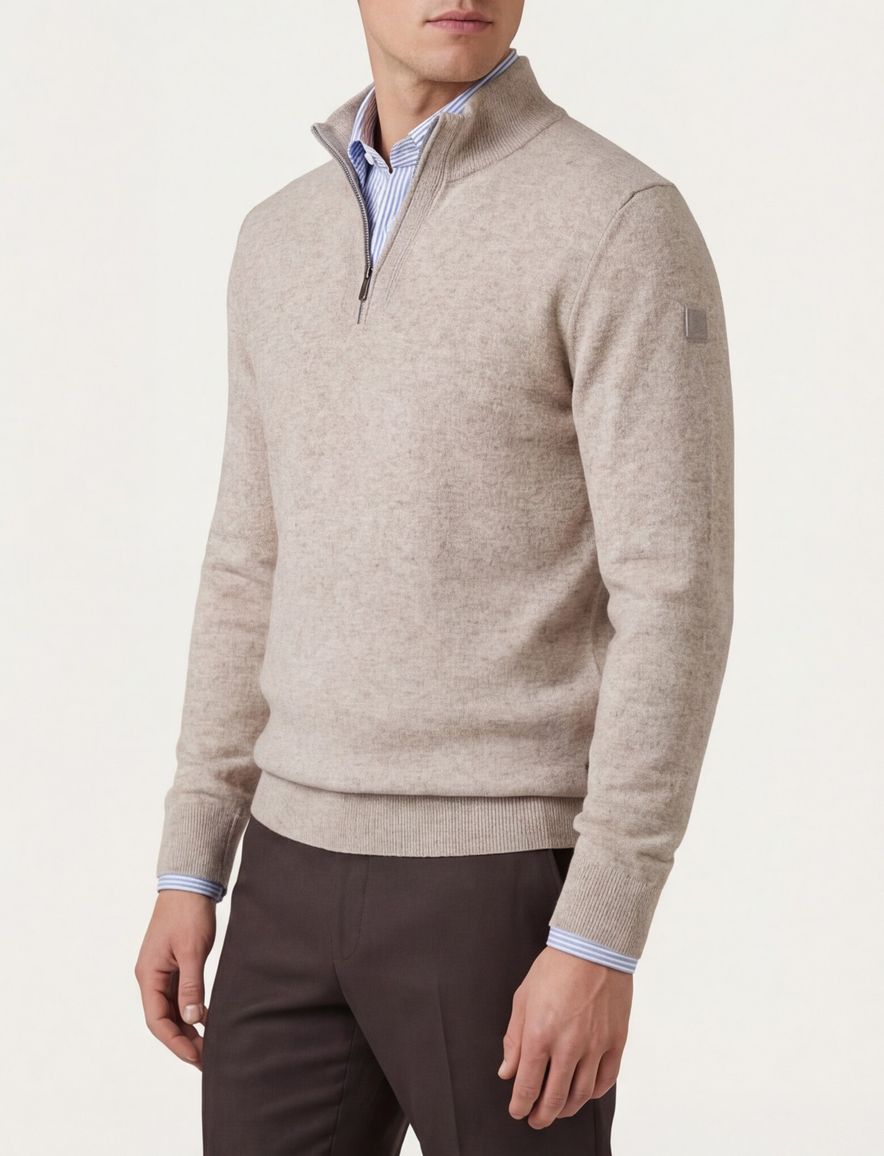 State of Art half zip trui beige normale fit