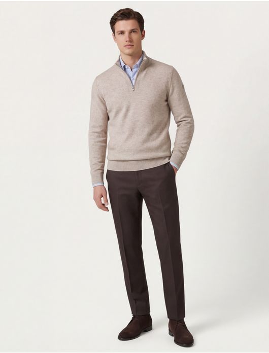 State of Art half zip trui melange beige