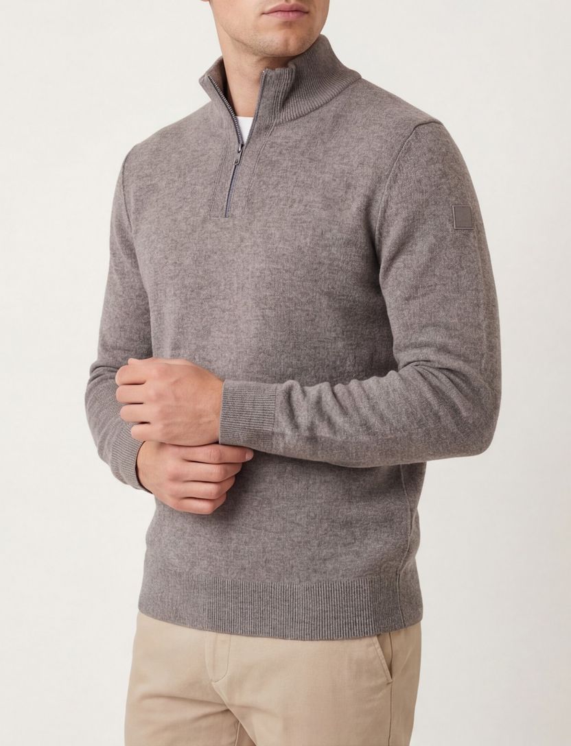 State of Art half zip trui grijs gemêleerd