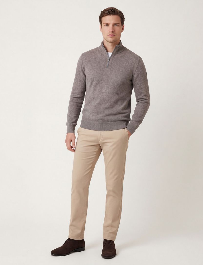 State of Art half zip trui grijs gemêleerd