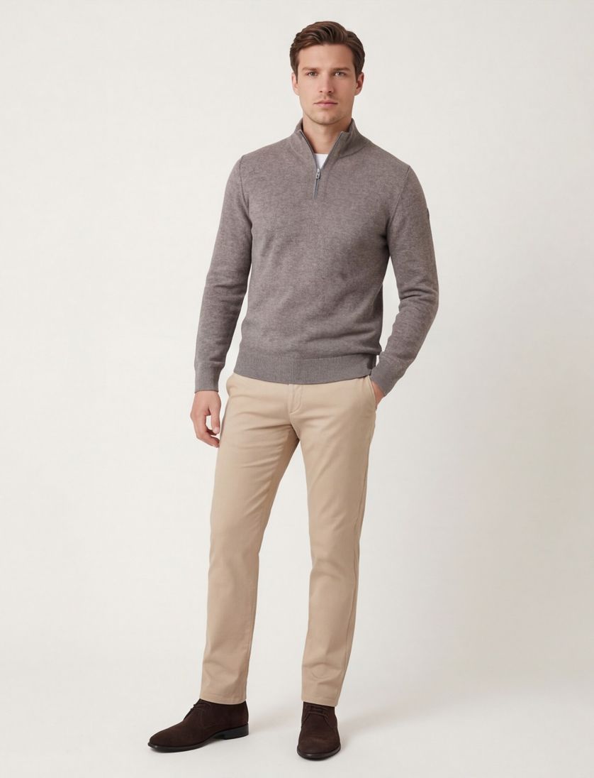 State of Art half zip trui grijs gemêleerd