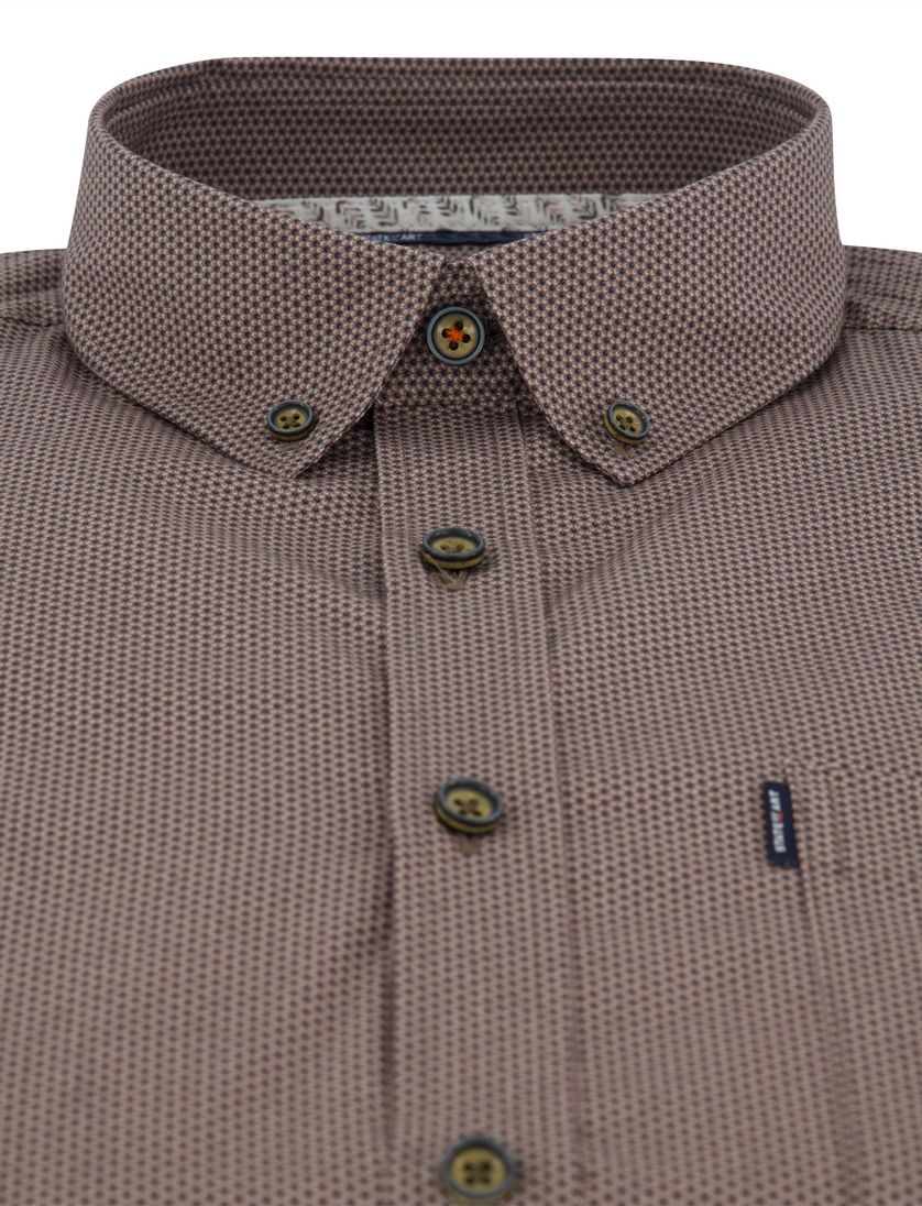 State of Art overhemd bruin geprint katoen