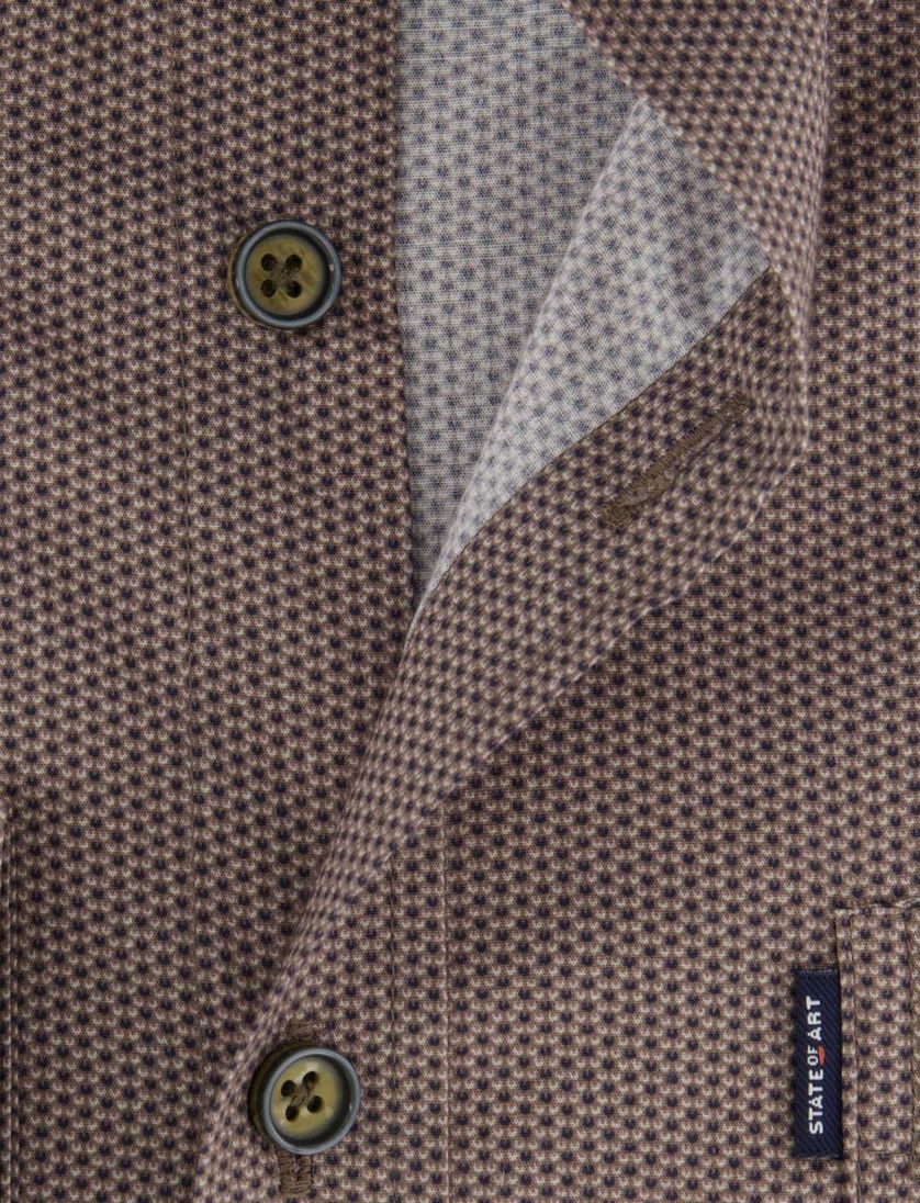 State of Art overhemd bruin geprint katoen