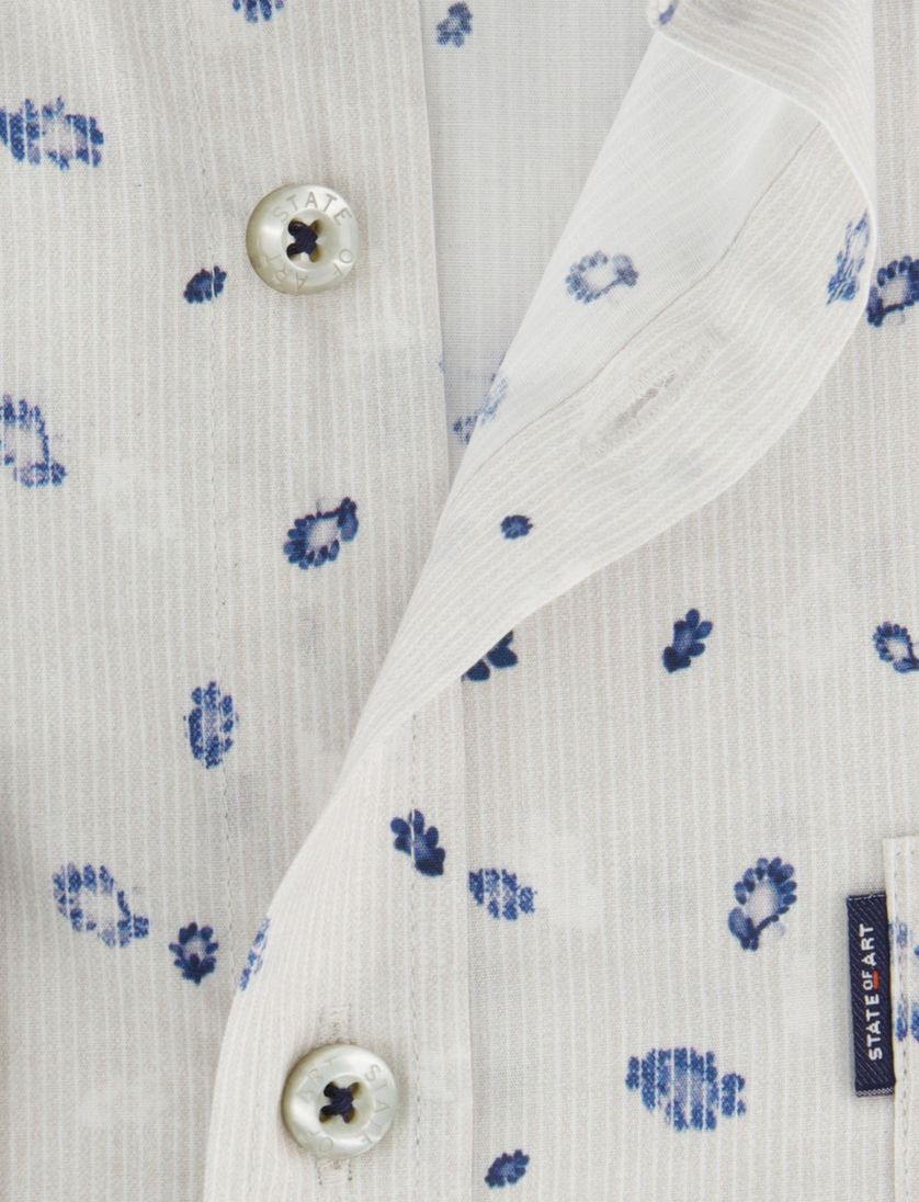State of Art overhemd print lichtgrijs bloemen