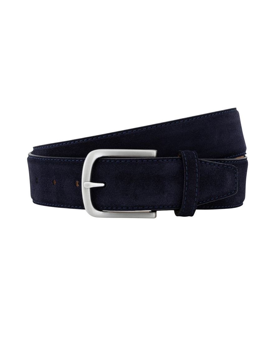 Lindenmann riem suède donkerblauw
