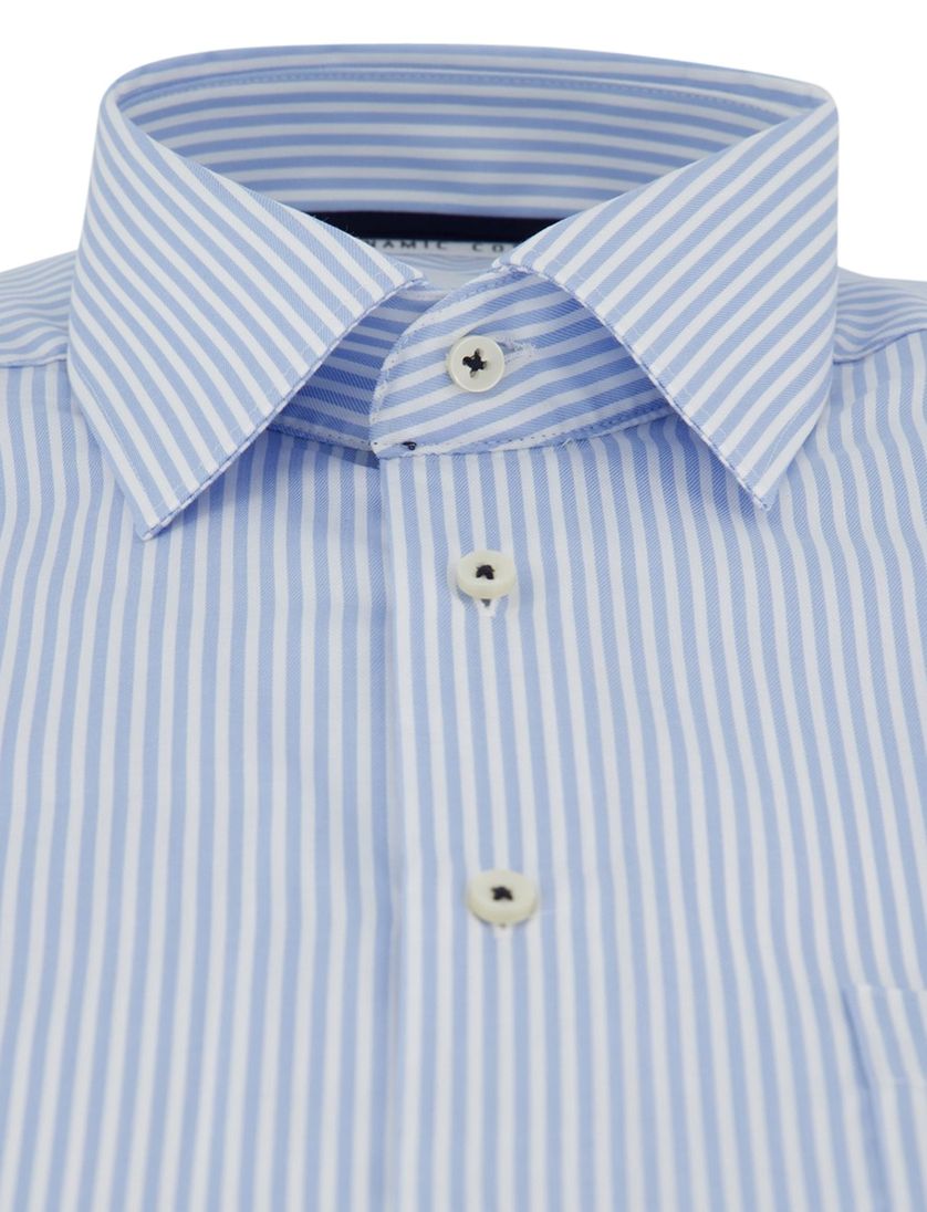 Eterna overhemd ml 5 lichtblauw gestreept strijkvrij comfort fit