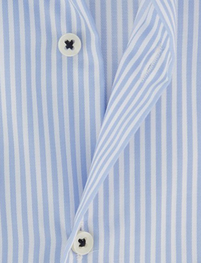 Eterna overhemd ml 5 lichtblauw gestreept strijkvrij comfort fit