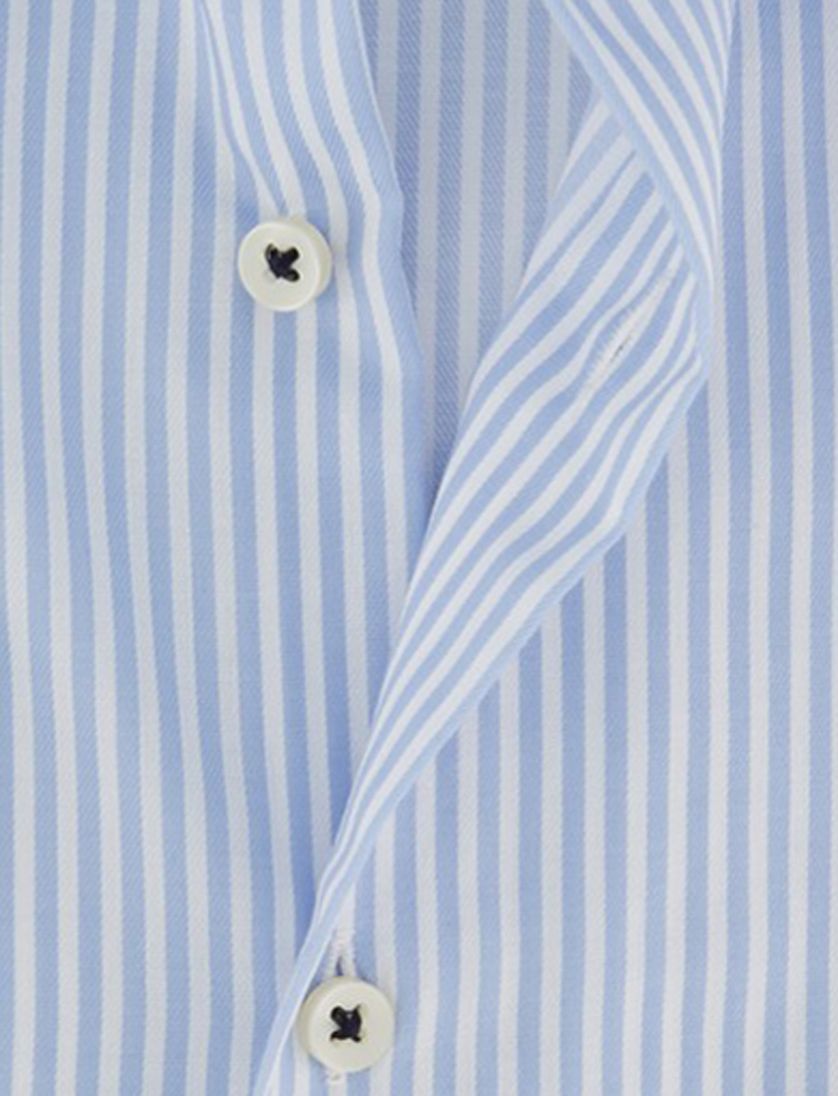 Eterna overhemd ml 5 lichtblauw gestreept strijkvrij