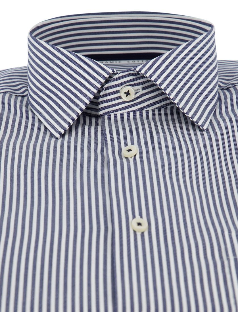 Eterna overhemd ml 5 wit donkerblauw gestreept strijkvrij