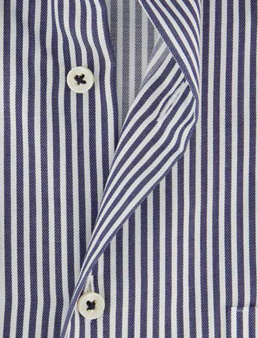 Eterna overhemd ml 5 wit donkerblauw gestreept strijkvrij