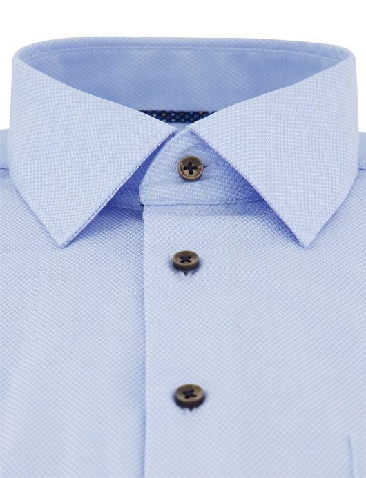 Eterna Comfort Fit Overhemd lichtblauw strijkvrij katoen