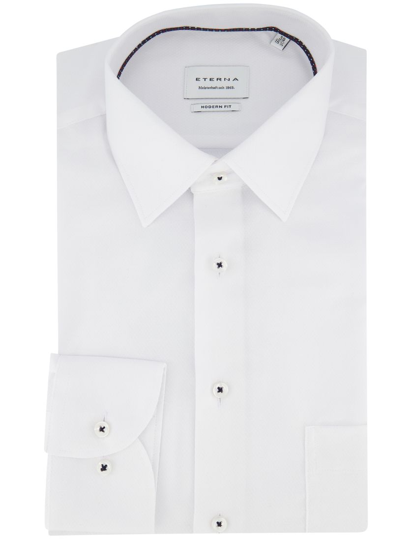 Overhemd Eterna Modern fit wit effen katoen zakelijk strijkvrij