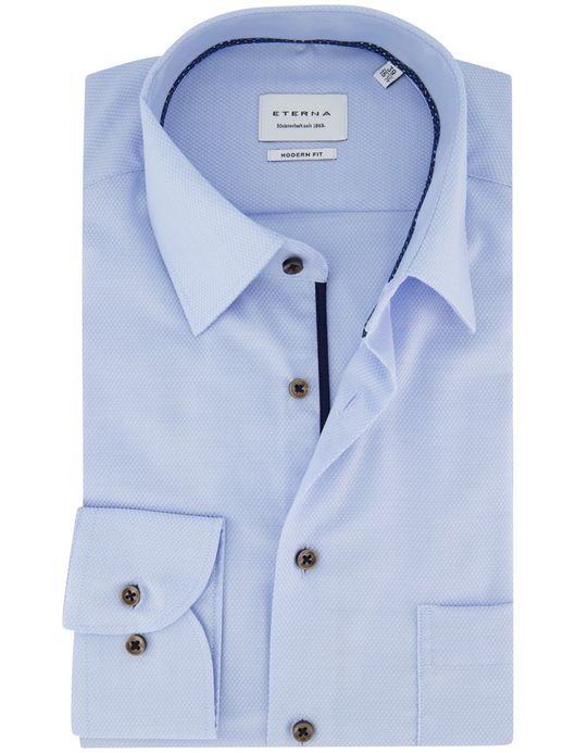 Eterna Modern Fit Overhemd lichtblauw strijkvrij katoen