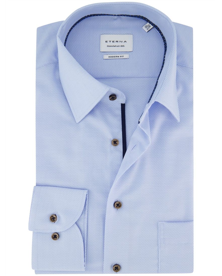 Eterna Modern Fit Overhemd lichtblauw strijkvrij katoen