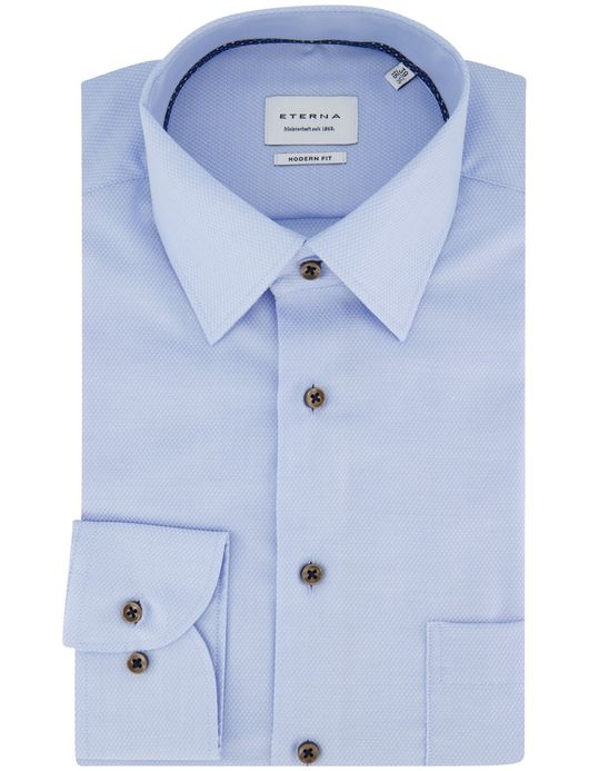 Eterna Modern Fit Overhemd lichtblauw strijkvrij katoen