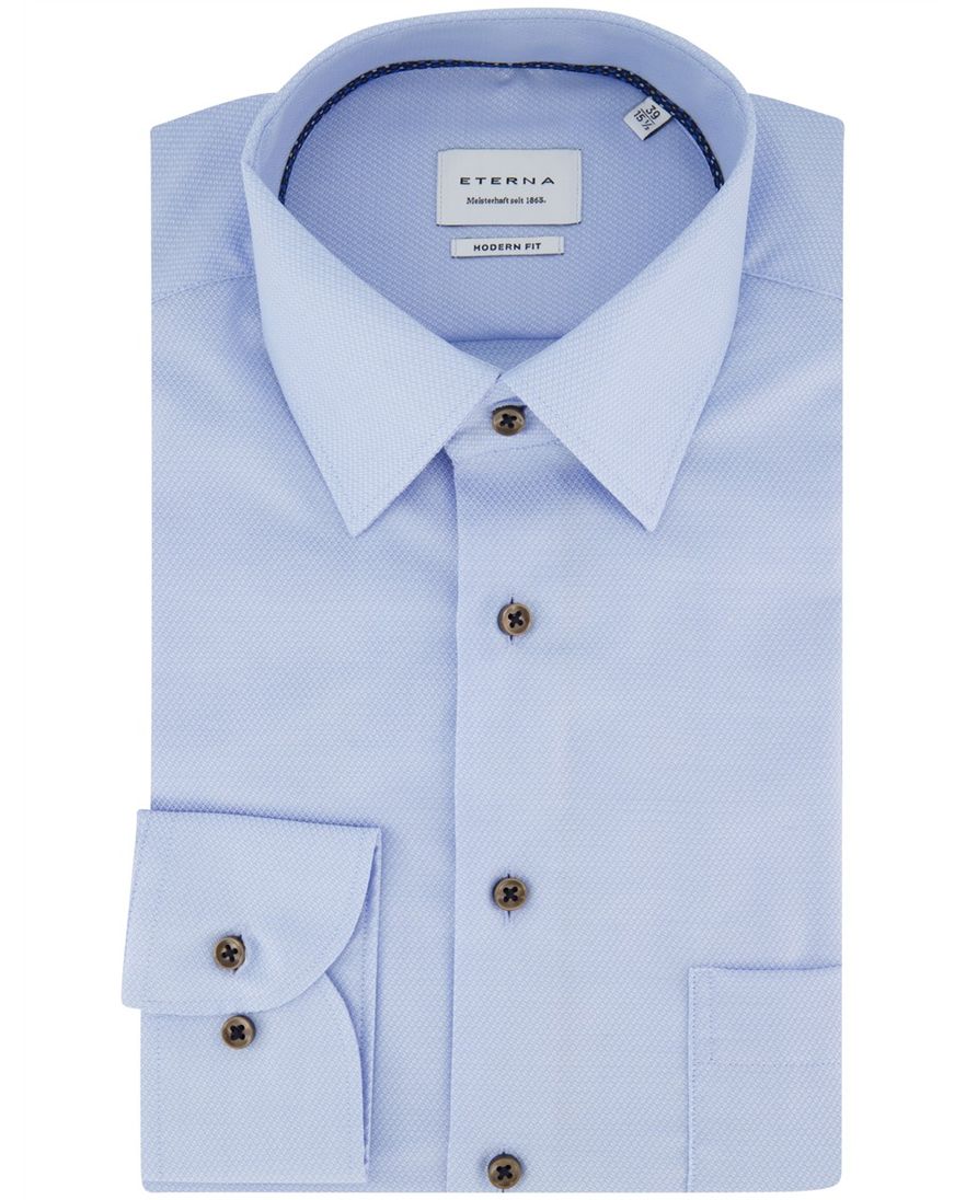 Eterna Modern Fit Overhemd lichtblauw strijkvrij katoen