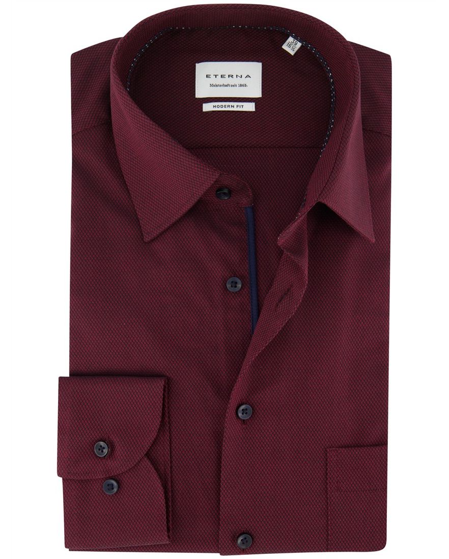 Eterna Modern fit Overhemd rood effen katoen strijkvrij