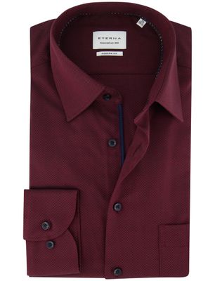 Eterna Eterna Modern fit Overhemd rood effen strijkvrij katoen