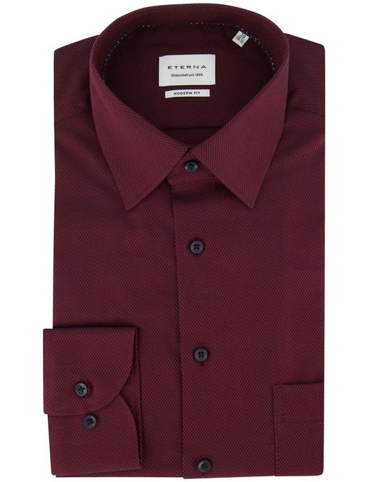 Eterna Modern fit Overhemd rood effen katoen strijkvrij