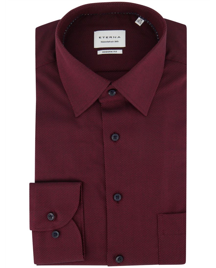 Eterna Modern fit Overhemd rood effen katoen strijkvrij