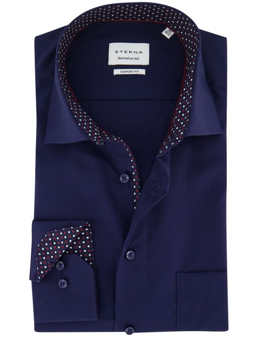 Eterna comfort fit donkerblauw effem semi-wide collar