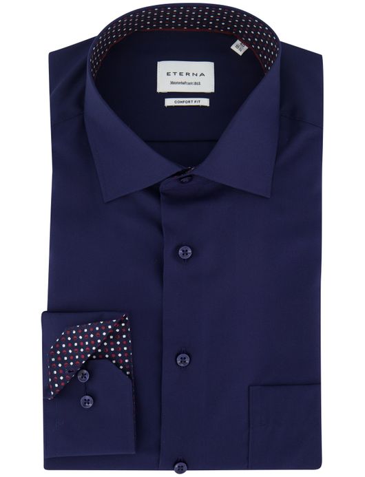 Eterna comfort fit donkerblauw effem semi-wide collar