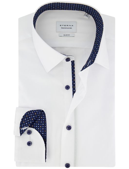 Eterna Slim Fit Overhemd wit strijkvrij katoen