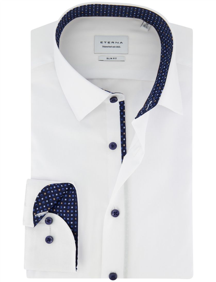 Overhemd Eterna Slim Fit wit katoen strijkvrij