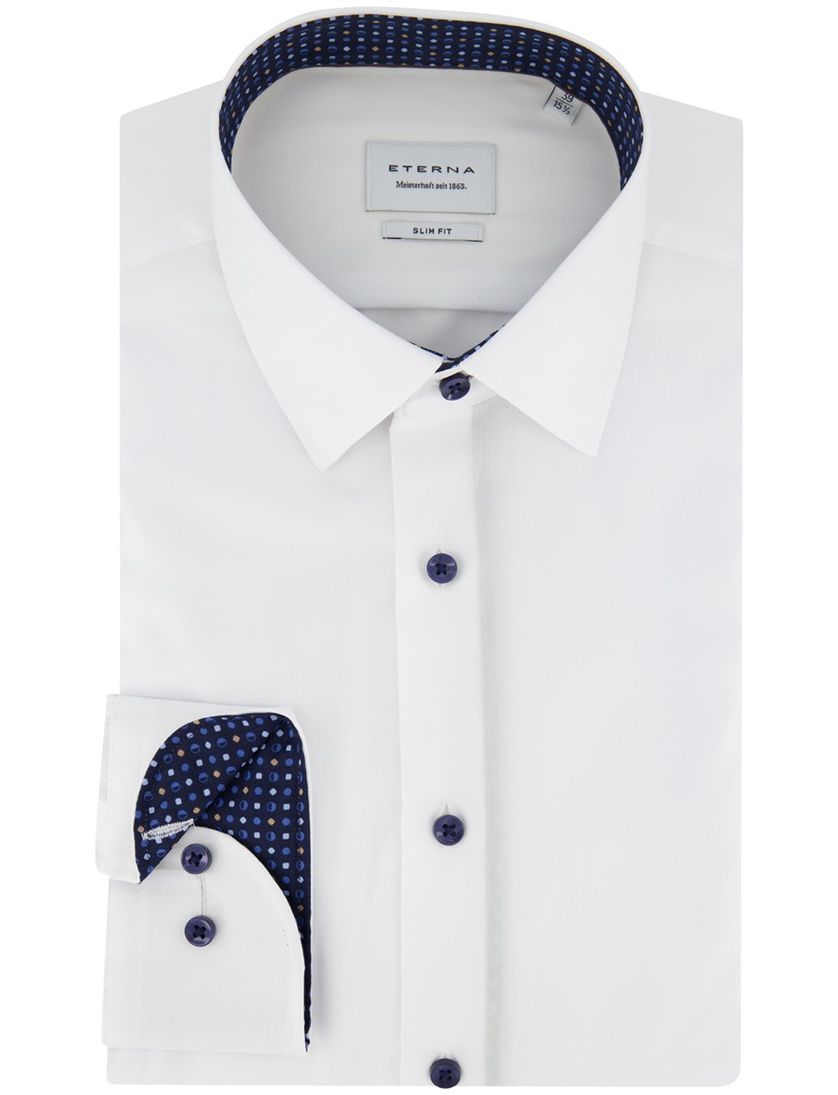 Overhemd Eterna Slim Fit wit katoen strijkvrij