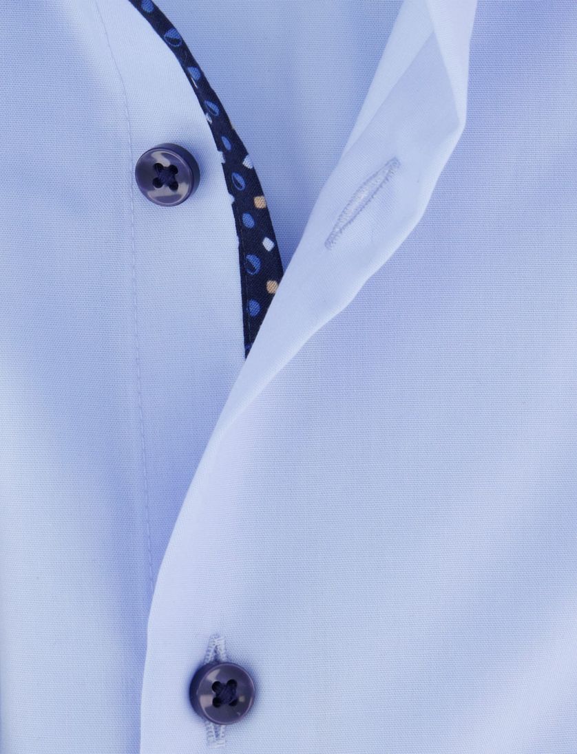 Eterna overhemd slim fit blauw effen strijkvrij
