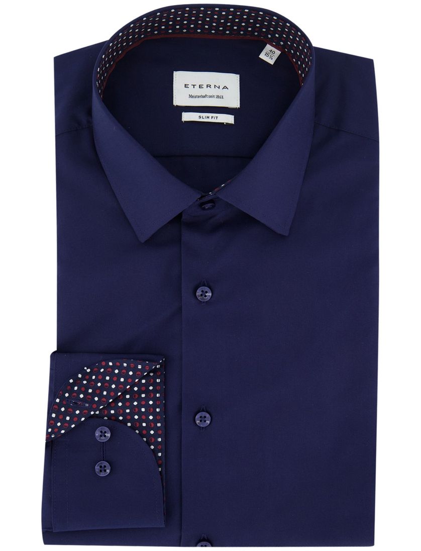 Eterna overhemd ml 5 donkerblauw strijkvrij