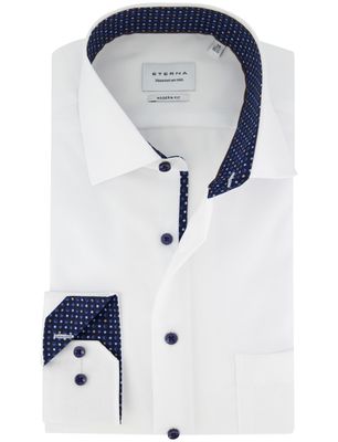 Eterna Overhemd Eterna Modern fit wit effen donkere knoop strijkvrij