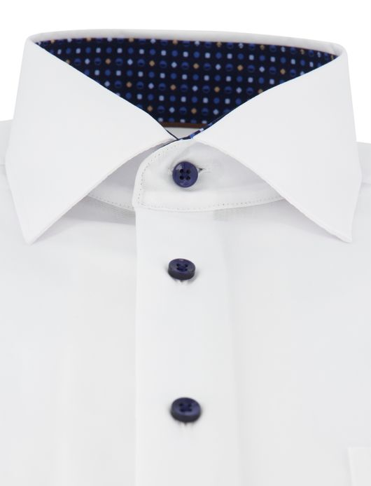 Eterna Modern fit Overhemd wit donkere knoop effen strijkvrij