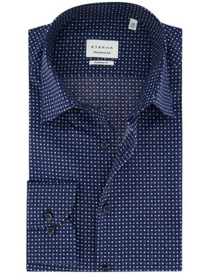 Eterna Eterna overhemd ml 5 donkerblauw print strijkvrij