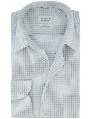 Eterna Strijkvrij Eterna geruit overhemd katoen met borstzak