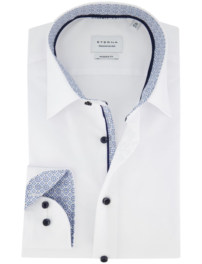 Wit strijkvrij Eterna overhemd katoen